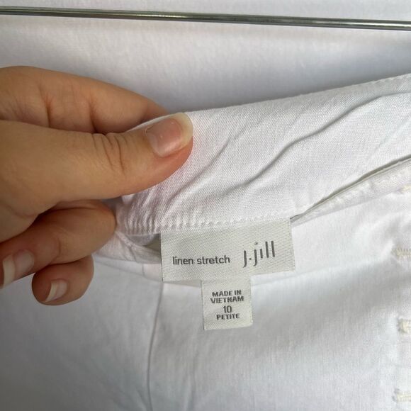 J. Jill nautical Sailor Button Wide Leg Cropped Pant 10 linen blend beachy - Picture 8 of 8